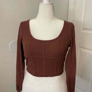 Women's Brown Long Sleeve Top (Size M)